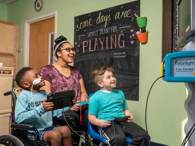 Patients playing with the Starlight machine