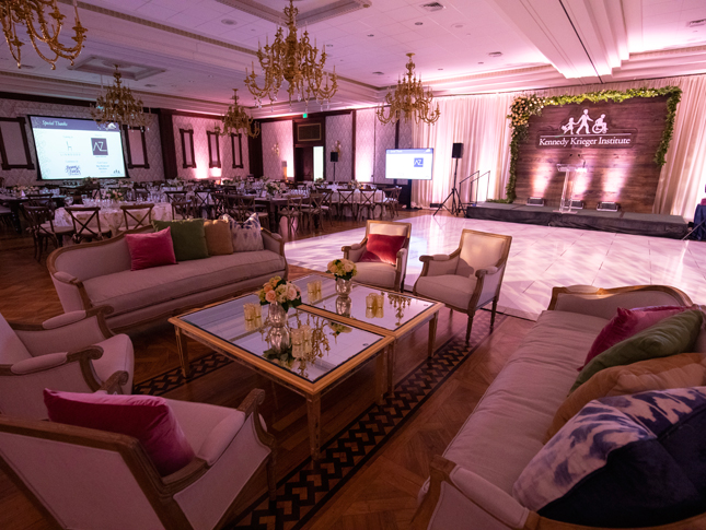A photo of the setup for the Hats and Horses event, taken prior to guests arriving