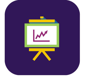 A graphic depicting a graph chart on a yellow easel. 