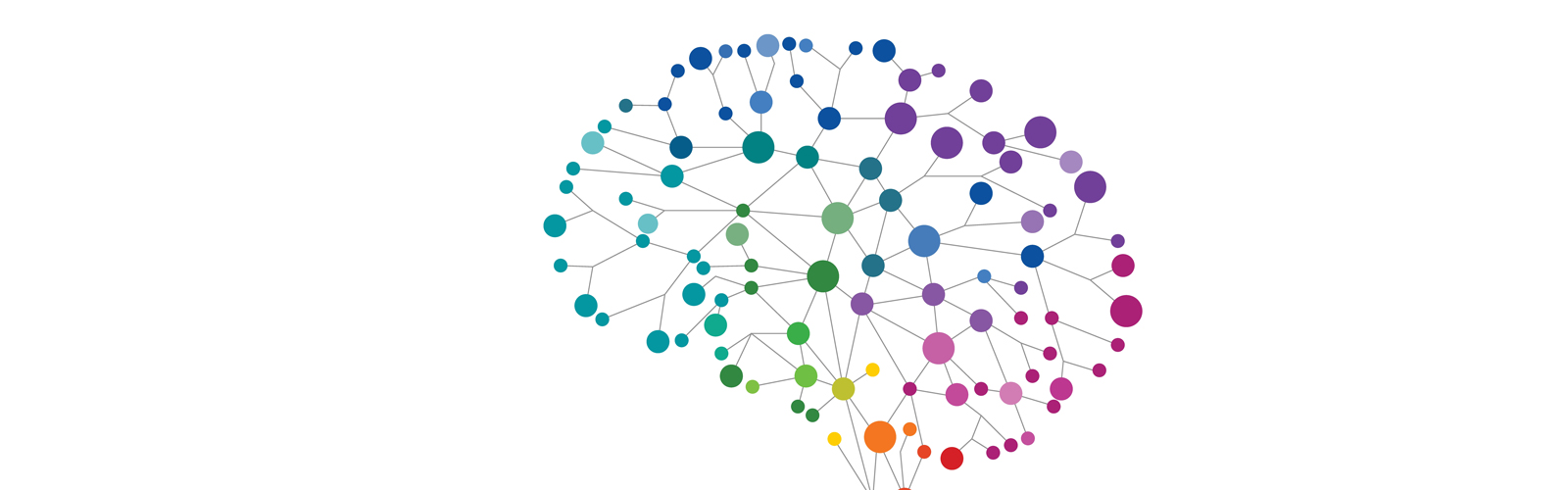 A colorful outline of a brain.