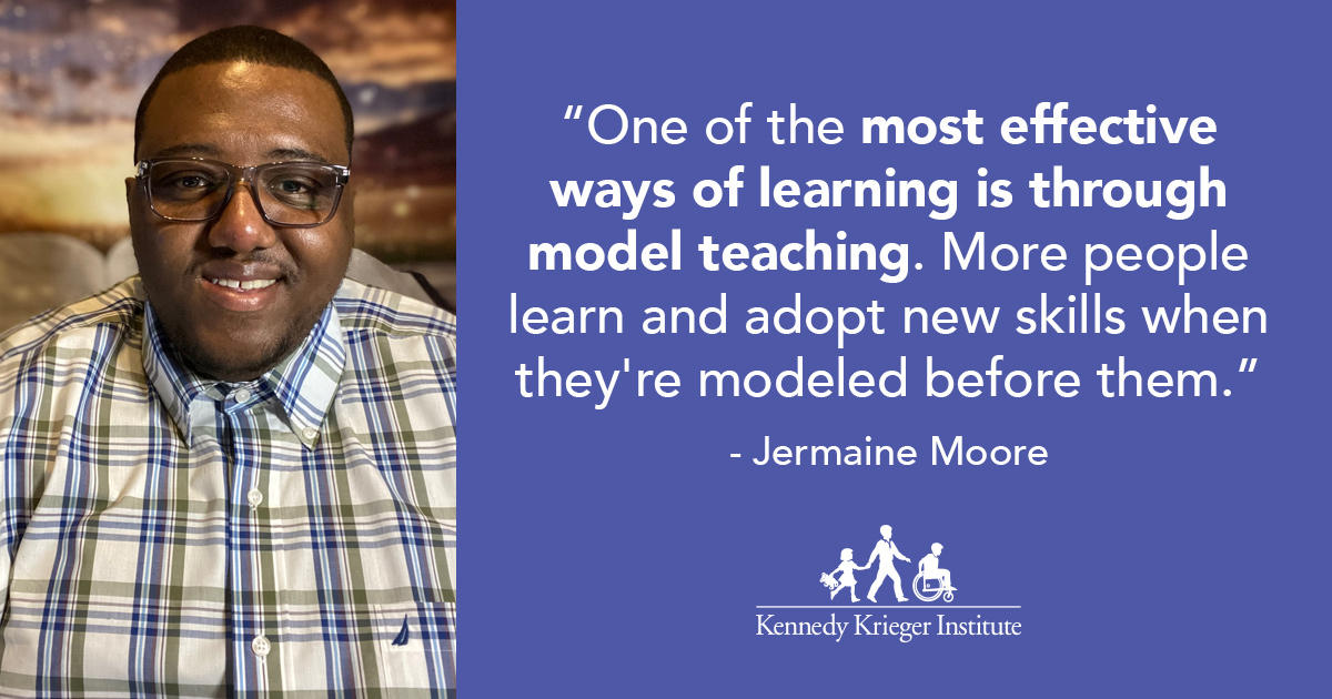A photo of Jermaine Moore appears next to the quote: "One of the most effective ways of learning is through model teaching. More people learn and adopt new skills when they're modeled before them."