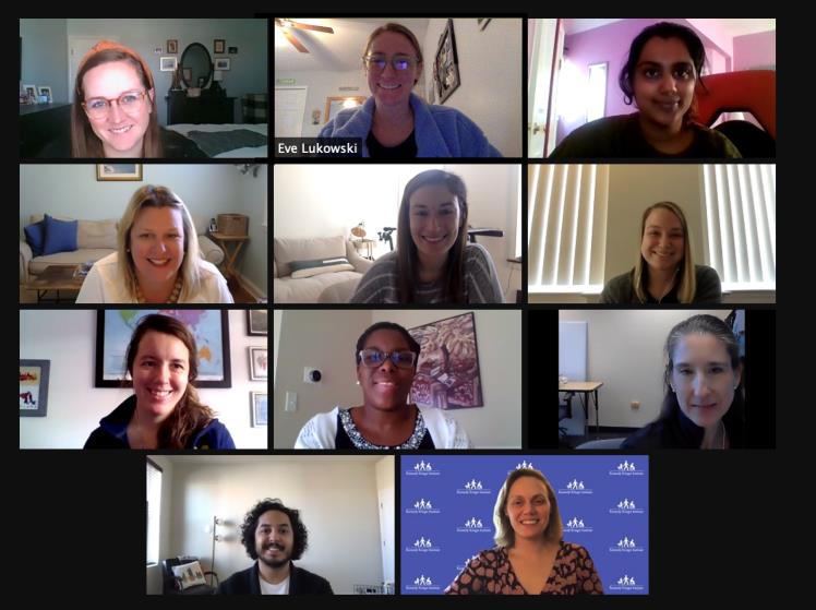 A photo of MCDD members participating in the Neurodevelopmental Collaborative Journal Club, hosted by Kennedy Krieger’s Neuropsychology department