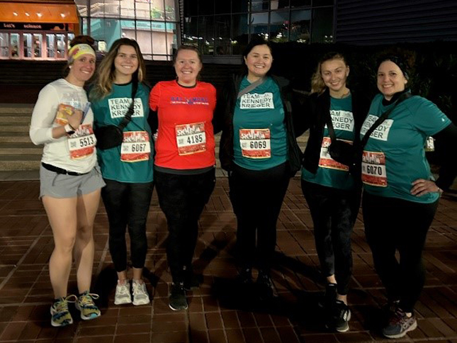 Six members of the nursing team pose for a photo at the Baltimore Running Festival.