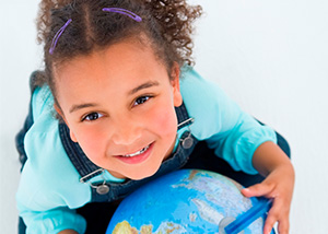 girl with globe