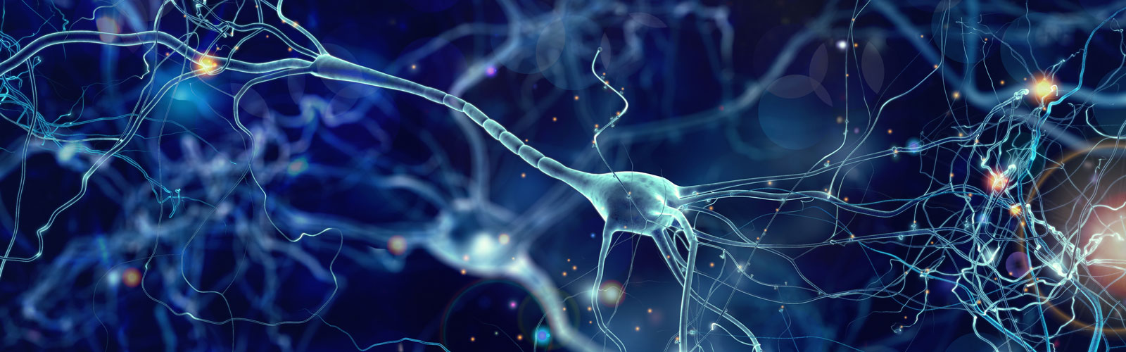 Conceptual illustration of neuron cells with glowing link knots in abstract dark space, high resolution 3D illustration.