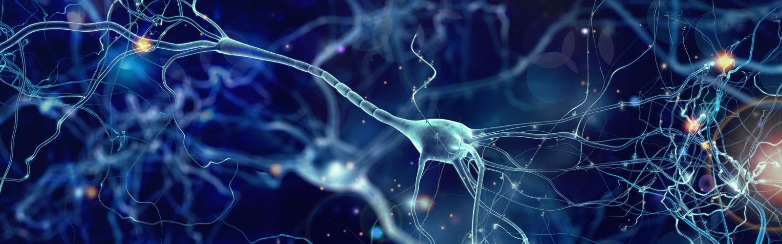 Conceptual illustration of neuron cells with glowing link knots in abstract dark space, high resolution 3D illustration