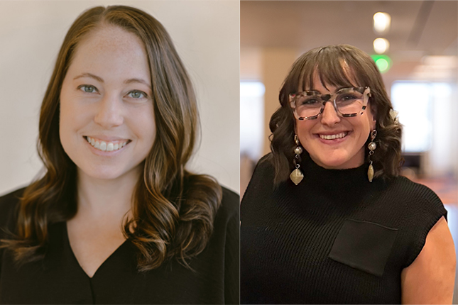 Headshots of conference co-chairs Stacey Beichler (left) and Maeve Coakley (right).