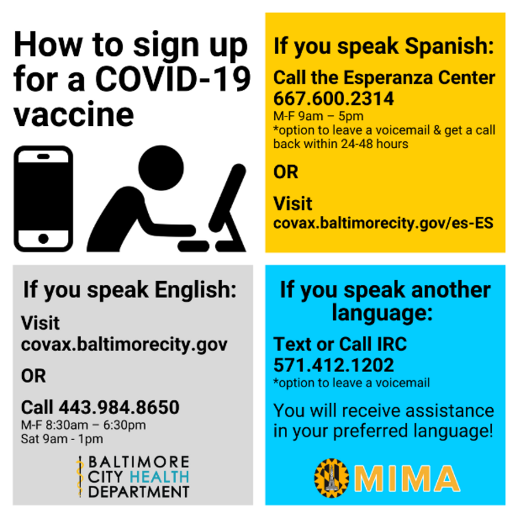 Baltimore City vaccine infographic English