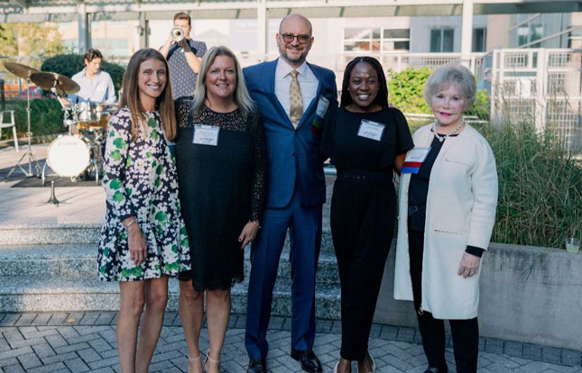 From left to right: Mallory Legg, Esq., Director, Project HEAL; Maureen van Stone, Esq., MS, Founder, Project HEAL; Dr. Bradley Schlaggar, President and CEO of Kennedy Krieger Institute; Project HEAL parent Christine Likoko; Nancy S. Grasmick, EdD Special Advisor to Executive Leadership, Kennedy Krieger