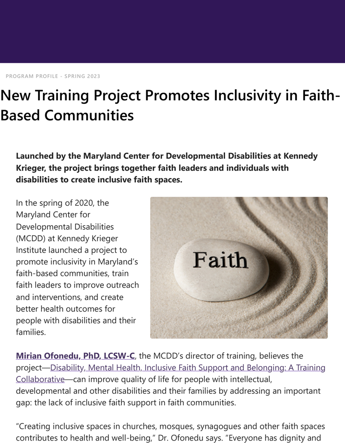 New Training Project Promotes Inclusivity in Faith-Based Communities