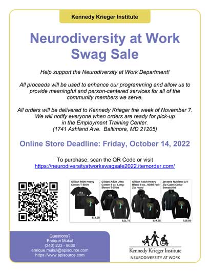 Neurodiversity at Work Swag Sale flyer.