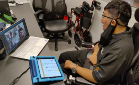 A Project SEARCH intern participates in a virtual interview.