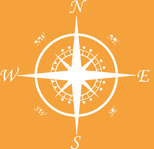 Compass against a light orange background.