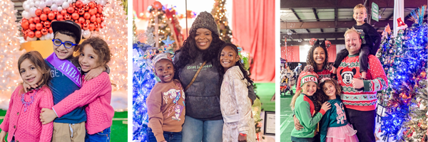 Collage of photos from Festival of Trees 2025.
