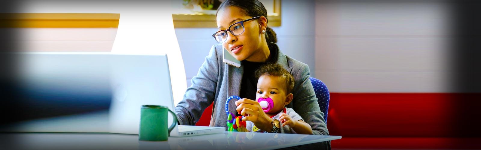 Mother and daughter having a Speech Therapy doctor visit using virtual appointments.