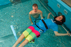 A patient participating in aquatic therapy.