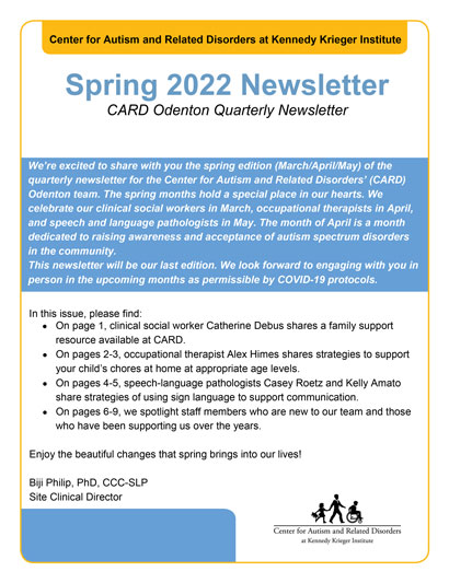 CARD Odenton Spring 2022 newsletter cover
