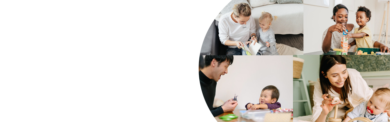 A collage of parents interacting with their toddlers.