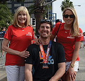 Mike with his mom and girlfriend at the Los Angeles Marathon