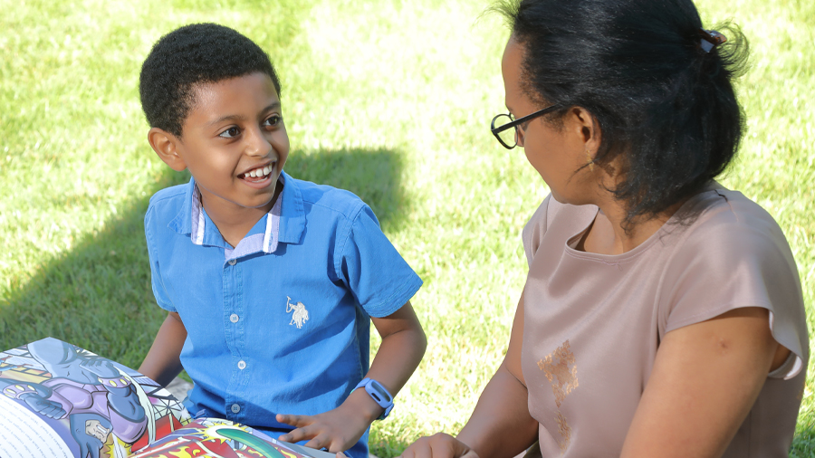 Sam, left, and his mother Bethel. 