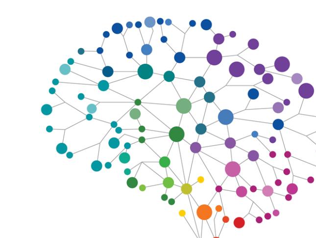 A colorful outline of a brain.