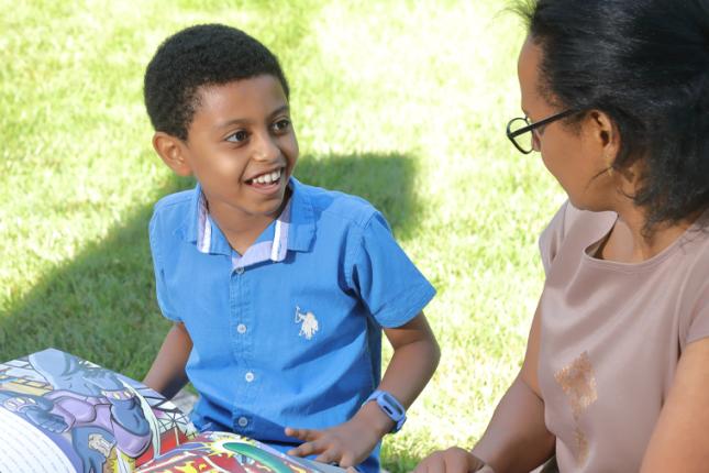 Sam, left, and his mother Bethel.