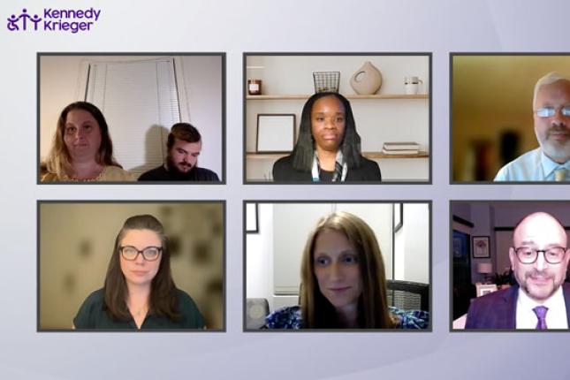 A screenshot from the webinar showing the panelists inside their respective windows in a video conference. 