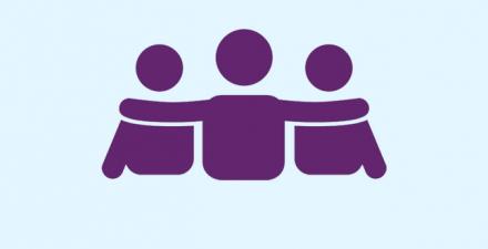 Leadership icon showing on person guiding two others