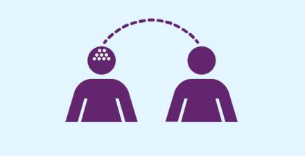 Faculty icon showing two people exchanging information