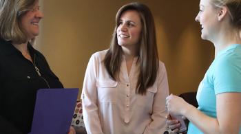 Lisa Trotta and Angela Huff talk with Melissa, Julia's mom.