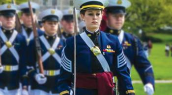Kylie Himmelberger marching with the Air Force ROTC