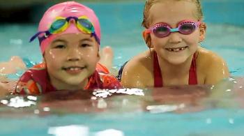 Liza and a fellow Bennett Blazer in the pool