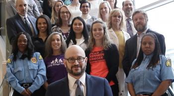 A photo of Kennedy Krieger staff on a stairwell