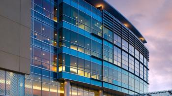 The exterior of Kennedy Krieger's outpatient building at dusk.