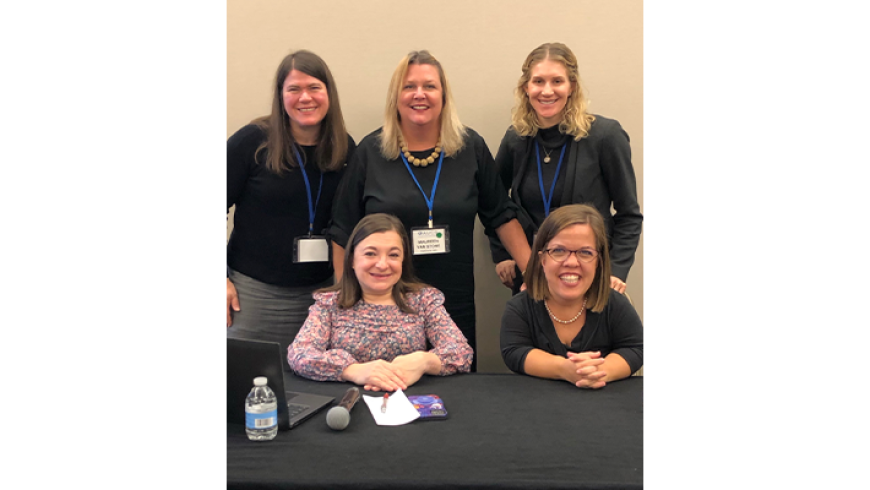 Pictured: Center for Dignity in Healthcare for People with Disabilities Front row: Kara Ayers and Leah Smith (University of Cincinnati Center for Excellence in Developmental Disabilities (UCCEDD) Back row: Stephanie Meredith (University of Kentucky’s Human Development Institute), Maureen van Stone and Tracy Waller