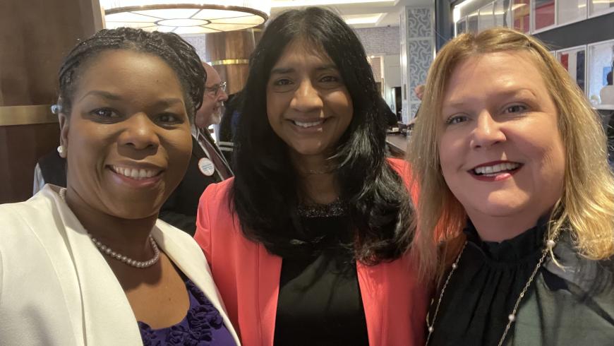 Pictured: Dr. Mirian Ofonedu, Lt. Governor Aruna Miller, Maureen van Stone